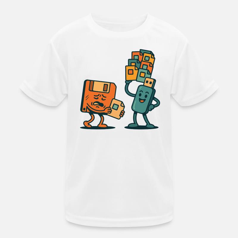 Disquette vs clé USB : le sarcasme des technologies rétro T-shirt sport Enfant