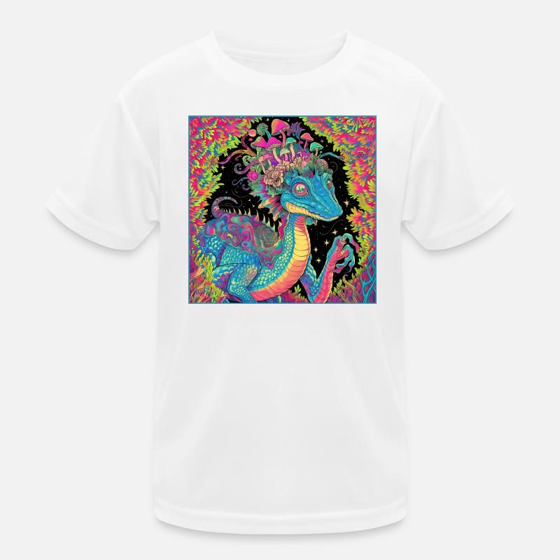 Psychedelischer Walddrache Illustration Kinder Funktions-T-Shirt