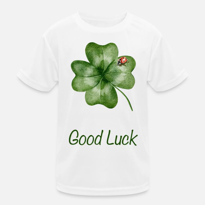 Good Luck – Kleeblatt mit Marienkäfer Kinder Funktions-T-Shirt