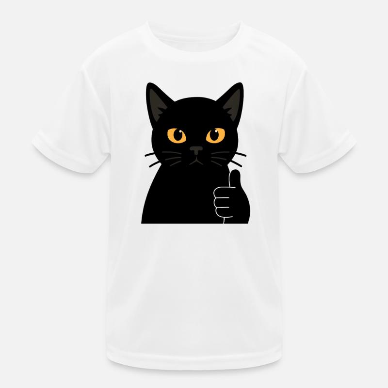 Fette schwarze Katze Daumen hoch Illustration Kinder Funktions-T-Shirt