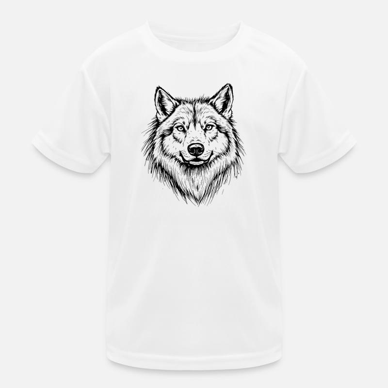 Wolf Head Line Style Kids Functional T-Shirt