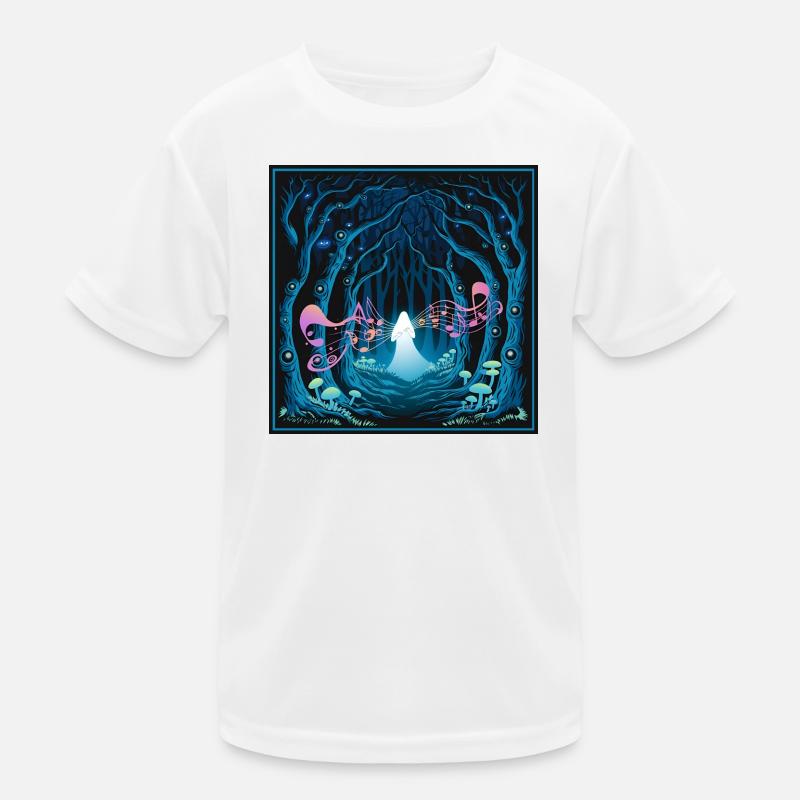 Mystical Forest with Harmonious Music Flow - Kids Functional T-Shirt - white