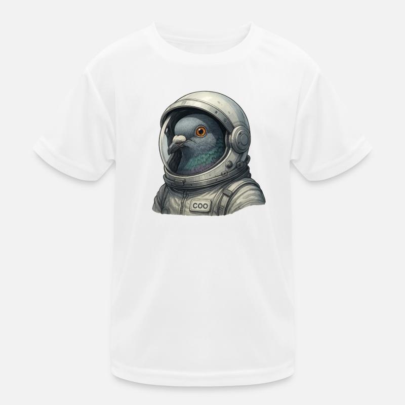Pigeon astronaute gros plan dans le casque de combinaison spatiale T-shirt sport Enfant