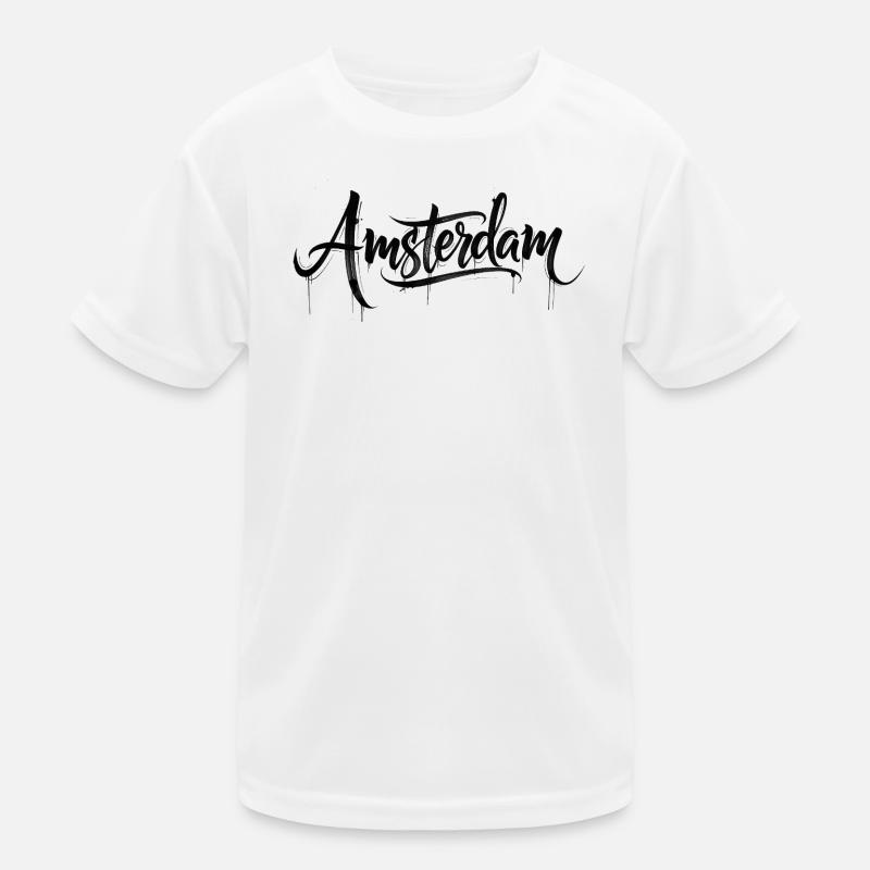 Graffiti-Stil Schriftzug Amsterdam Kinder Funktions-T-Shirt