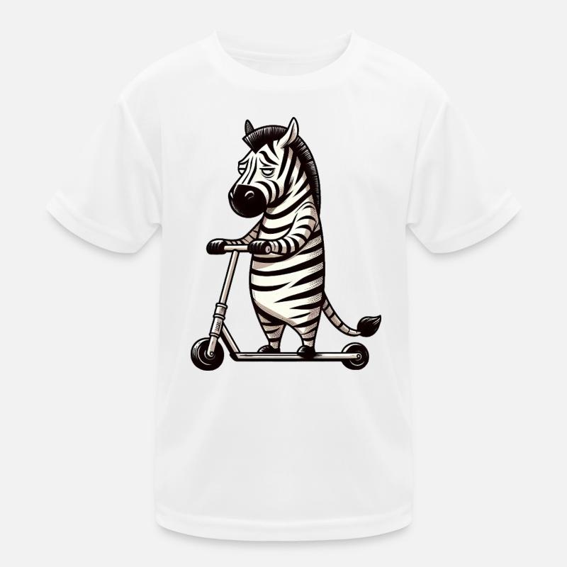 Witziges Zebra Roller Scooter Langeweile Cartoon Kinder Funktions-T-Shirt