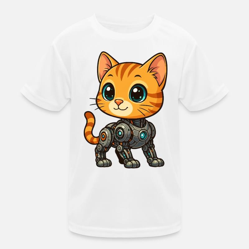 chaton mignon cyborg robot dessin animé T-shirt sport Enfant