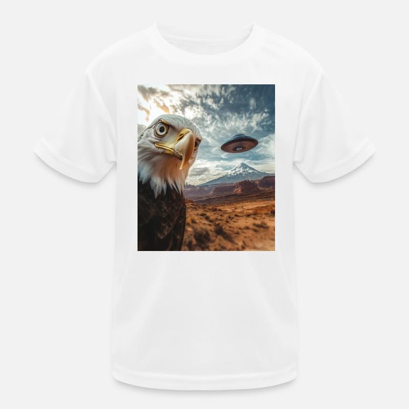 Eagle Selfie UFO Kids Functional T-Shirt