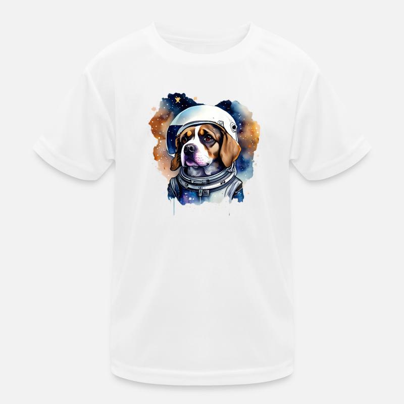 Astronaut Dog in Space Kids Functional T-Shirt