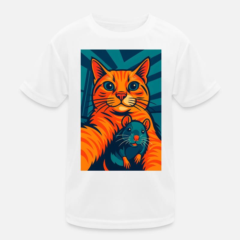 Drôle de chat orange chat et souris T-shirt sport Enfant