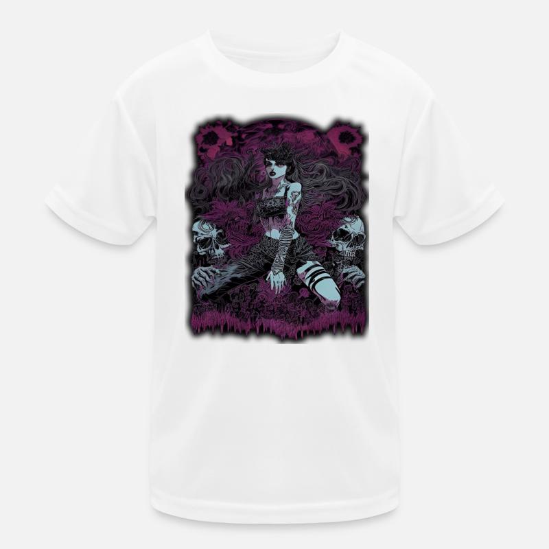 Dark Enchantress with Skull Elements - Kids Functional T-Shirt - white