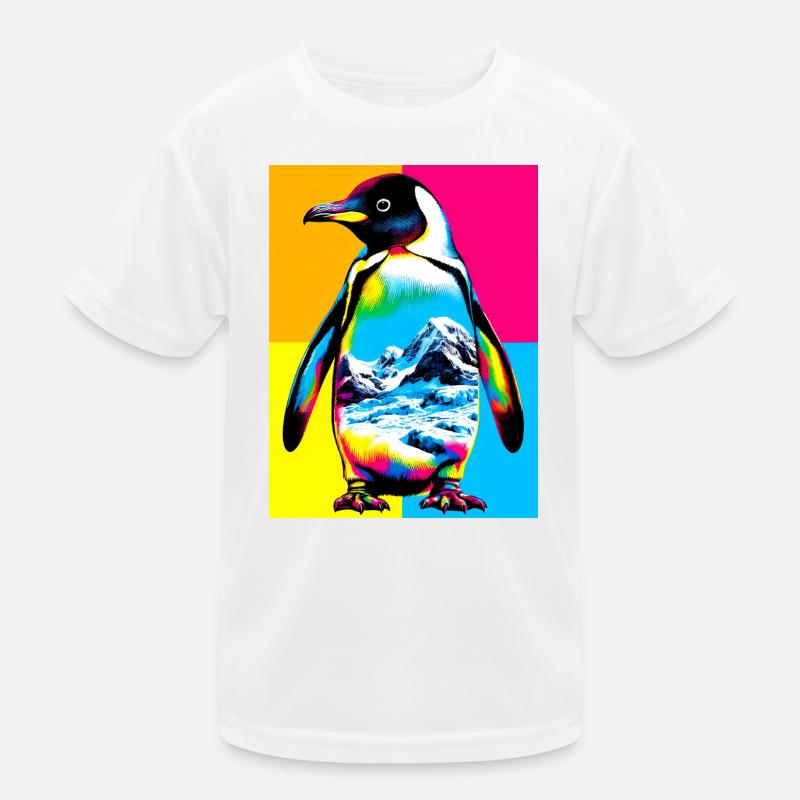 Pinguin - Kinder Funktions-T-Shirt - Weiß