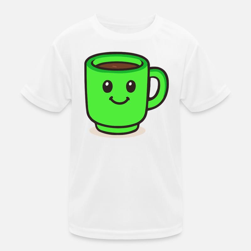 Coffee Cup Smile Cartoon Kids Functional T-Shirt