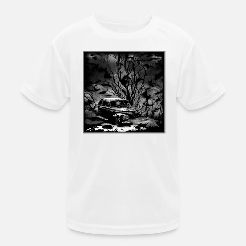 Dunkler Wald Oldtimer Illustration Kinder Funktions-T-Shirt