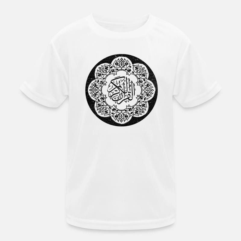 Black circle islamic pattern and calligraphy Kids Functional T-Shirt