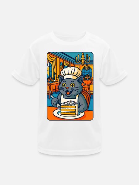 Kulinarische Katzenkoch-Illustration, Liebeskatzen kochen - Kinder Funktions-T-Shirt - Weiß - Vorne