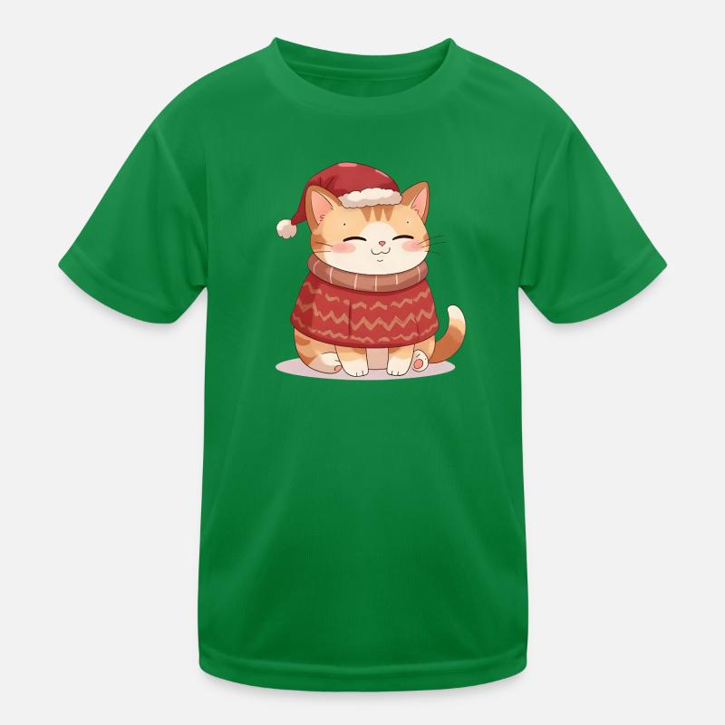 Anime Katze im Weihnachtspullover - Christmas  Kinder Funktions-T-Shirt