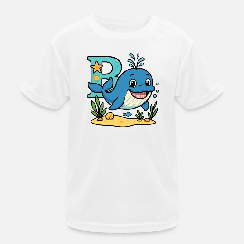 B for... Whale! Cute alphabet design Kids Functional T-Shirt