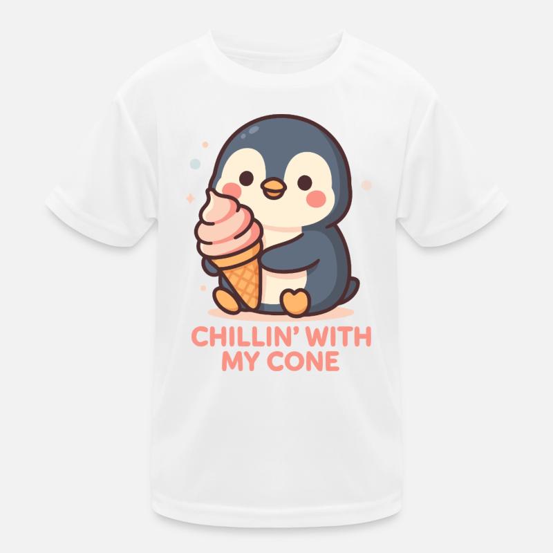 Pingouin mignon avec un design de cornet de glace T-shirt sport Enfant