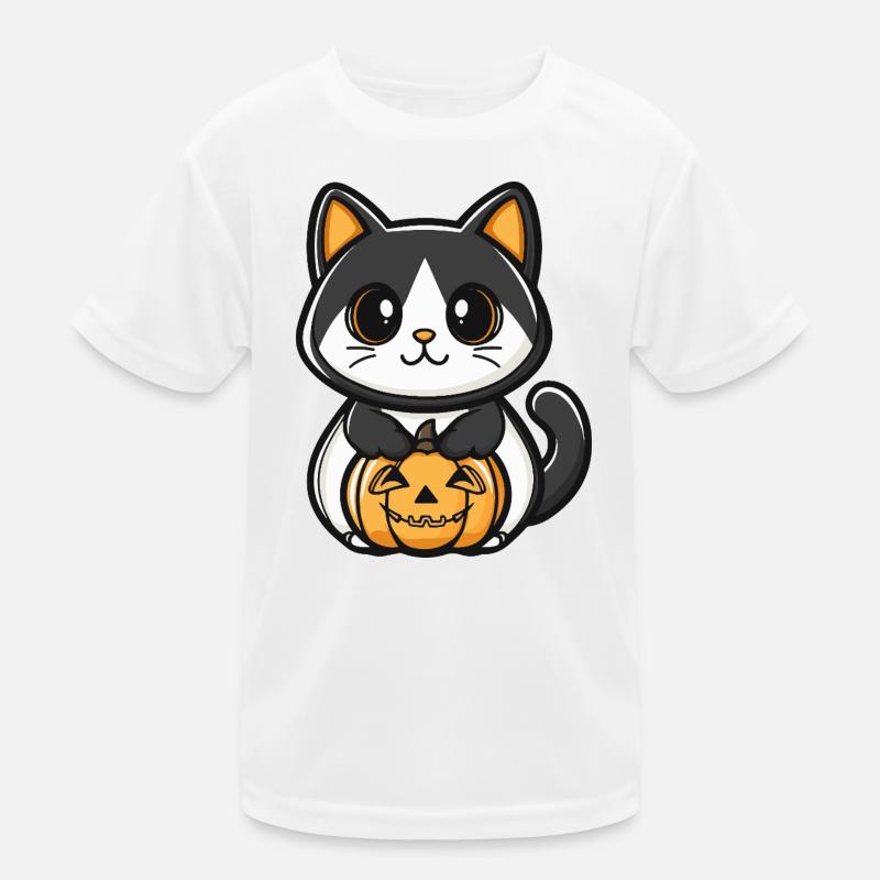 Cat Pumpkin Halloween Kids Functional T-Shirt