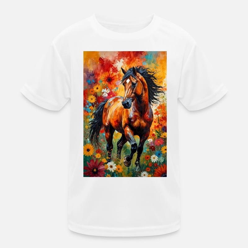 Cheval abstrait fleurs cadeau amoureux des chevaux T-shirt sport Enfant