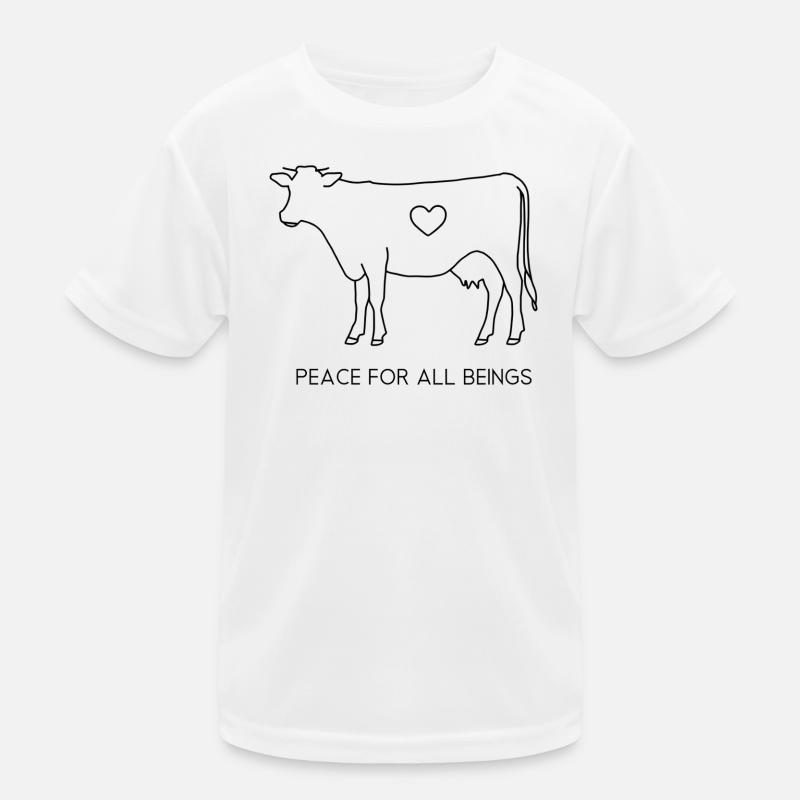 Peace for All Beings – Fine Line Cow Kids Functional T-Shirt