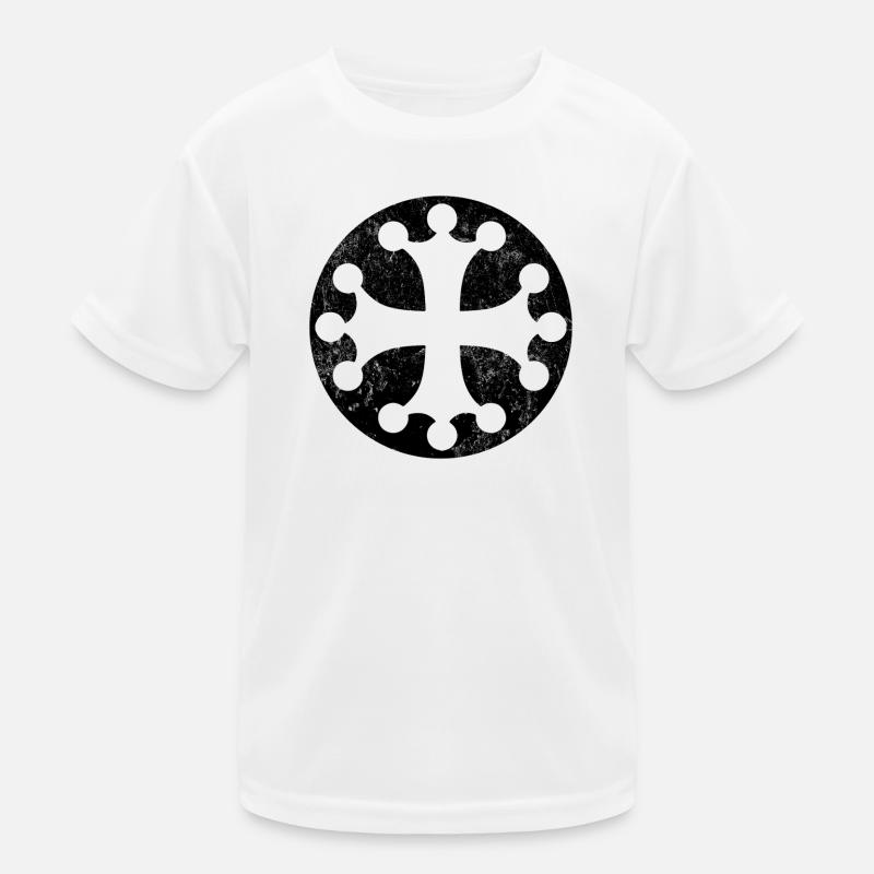 Occitansk kors i sort cirkel Funktionsshirt til børn