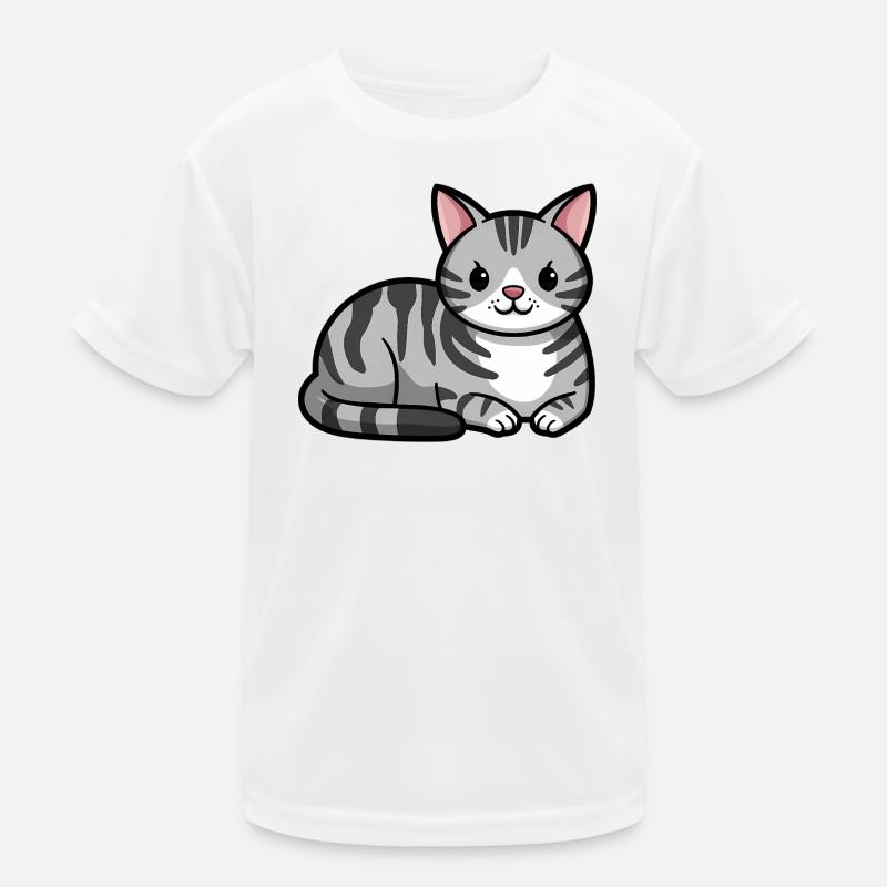 Grau getigerte Katze Kinder Funktions-T-Shirt