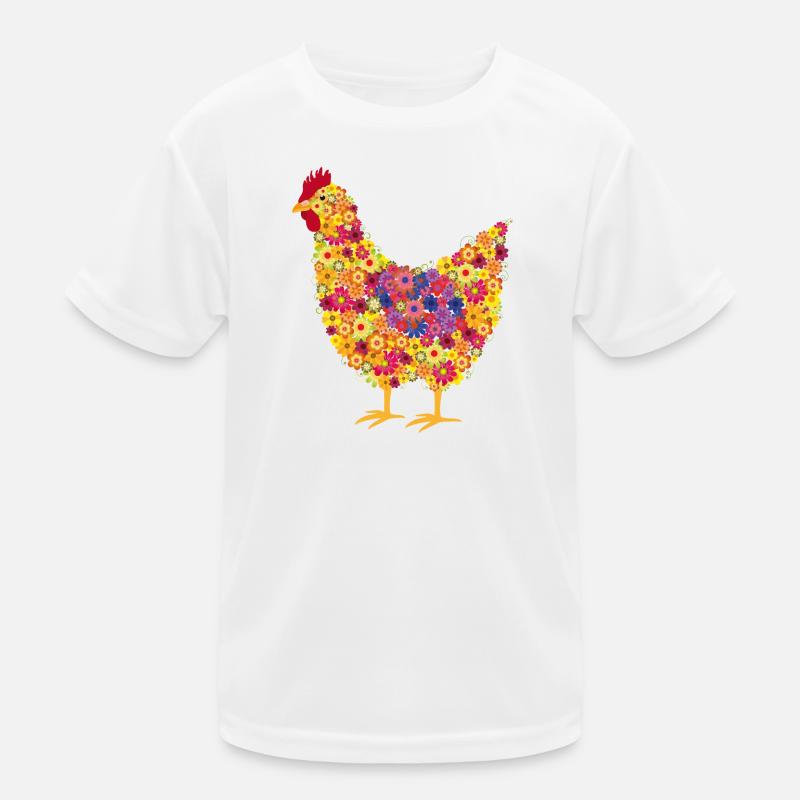 Fleur Poulet Jeu Coloré De Couleurs T-shirt sport Enfant