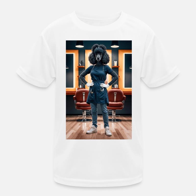 Coiffeur caniche humanoïde - T-shirt sport Enfant - blanc