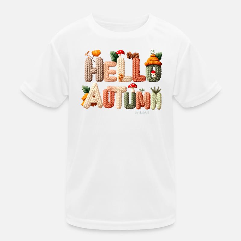 Hello Autumn – Warmes Strickdesign Kinder Funktions-T-Shirt