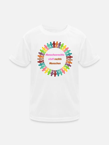 Human rights instead of right-wing people pink - Kids Functional T-Shirt - white - Front