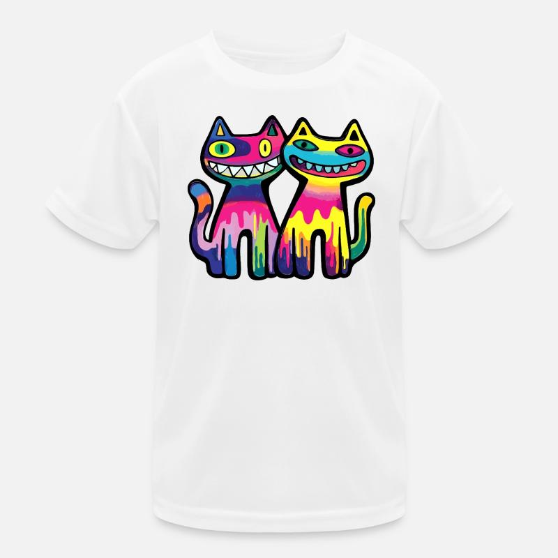 Katzen Paar Bunt Kinder Funktions-T-Shirt