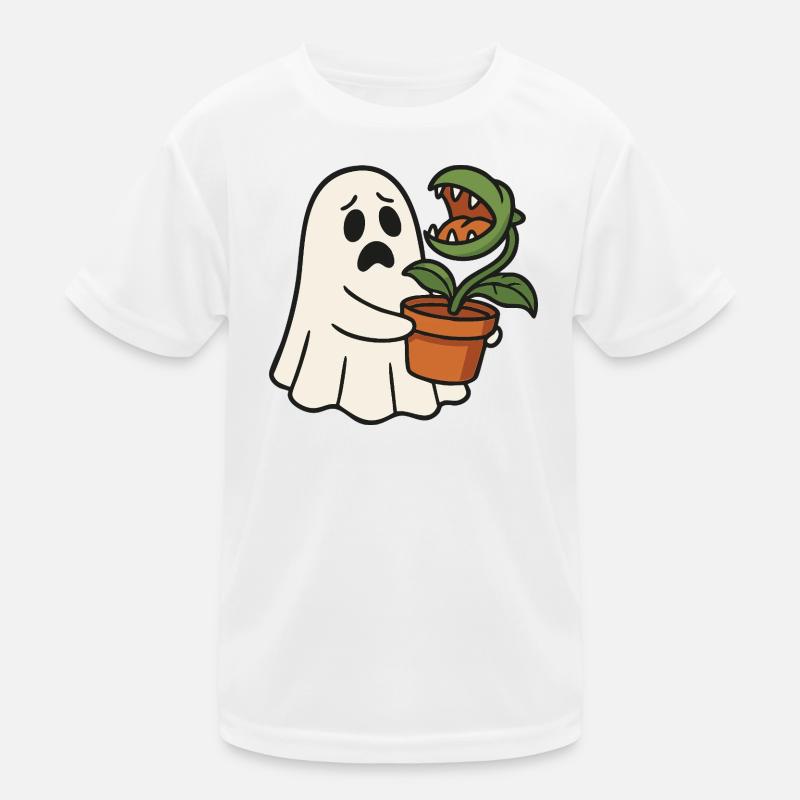 Cute ghost with carnivorous plant Kids Functional T-Shirt