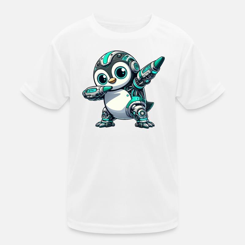 Futuristischer Pinguin Roboter Cyborg Technik  Kinder Funktions-T-Shirt