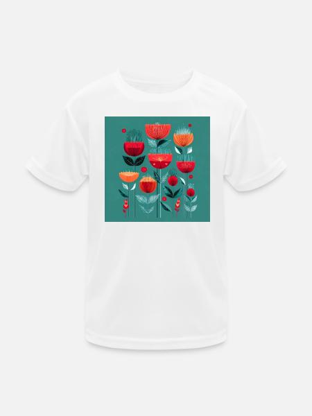 Abstrakte Blumen in leuchtenden Farben - Kinder Funktions-T-Shirt - Weiß