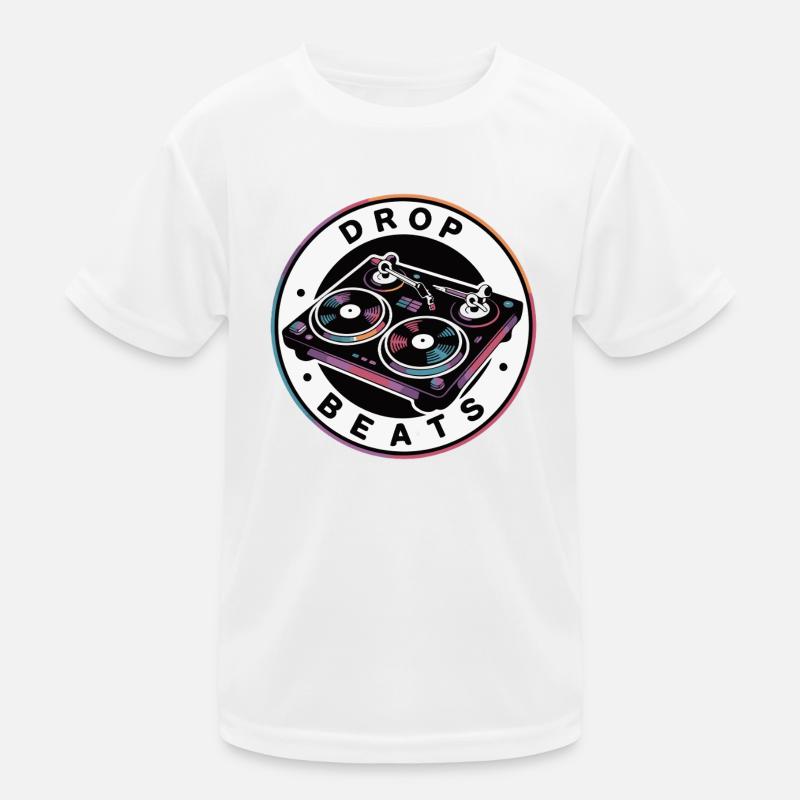 Drop Beat Turntable Illustration Kids Functional T-Shirt