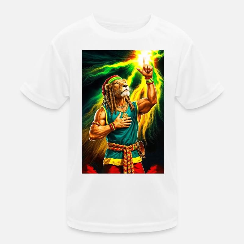 Rastafari Humanoider Löwe Kinder Funktions-T-Shirt