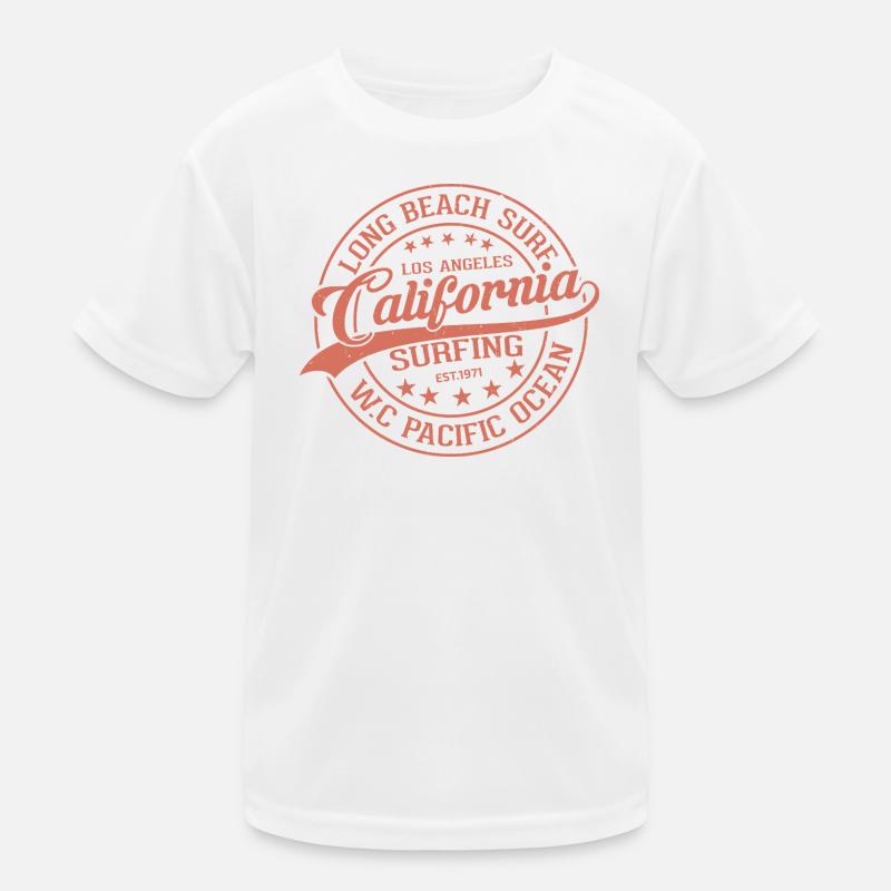 California Surfer Waves Pattern - Kids Functional T-Shirt - white