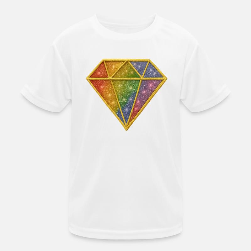 Rainbow diamond with stardust design Kids Functional T-Shirt