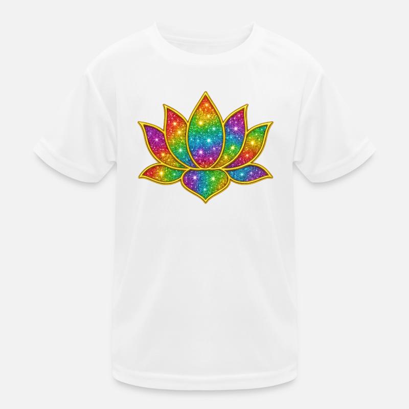 Funkelnder Lotus in Regenbogenfarben Kinder Funktions-T-Shirt