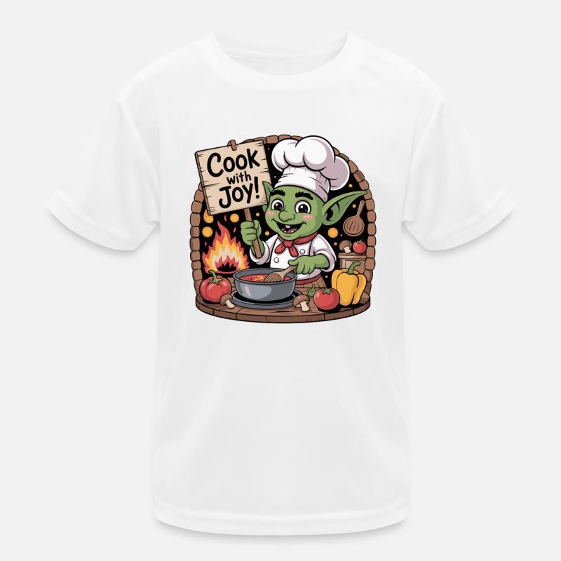 Whimsical Goblin Chef Illustration Kids Functional T-Shirt