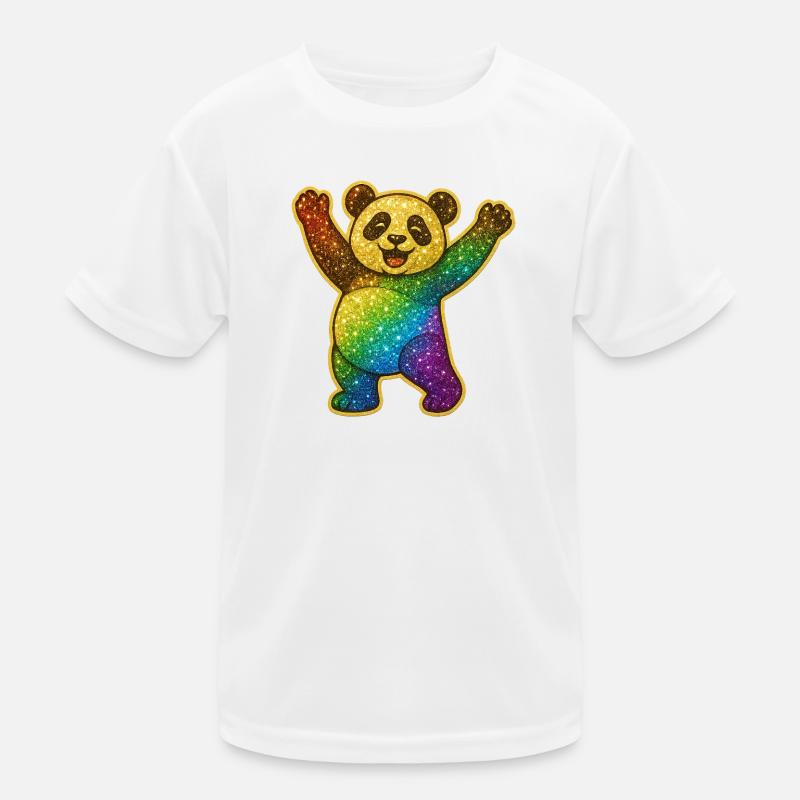Glittery Rainbow Panda Kids Functional T-Shirt
