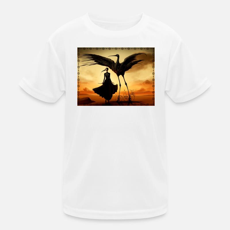 Femme mystique du désert avec une créature ailée T-shirt sport Enfant
