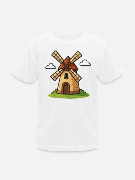 Fairytale windmill - Kids Functional T-Shirt - white - Front