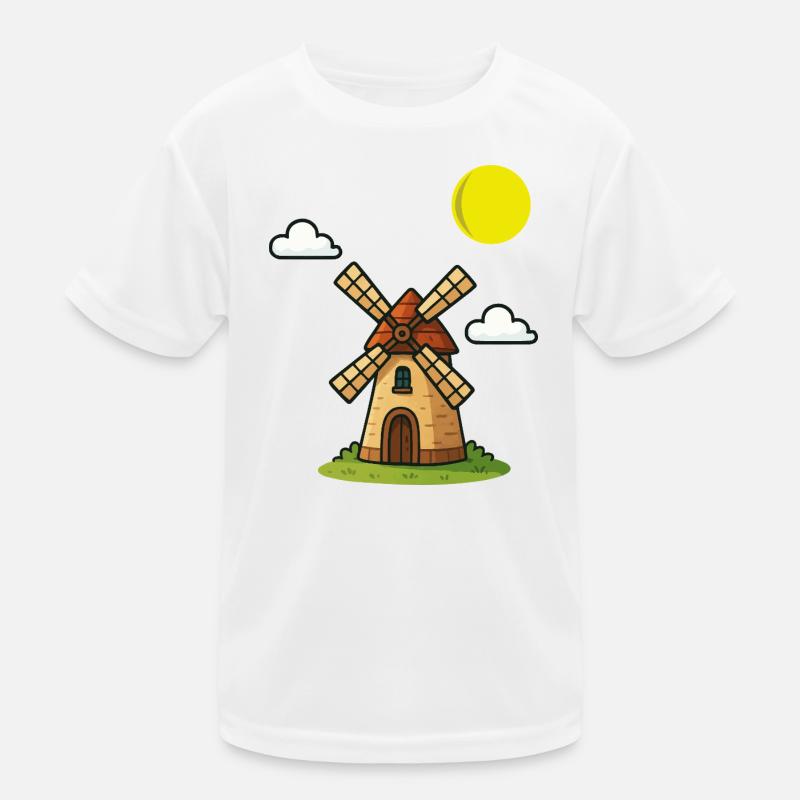 Imprimé pittoresque de moulin à vent de style vintage T-shirt sport Enfant