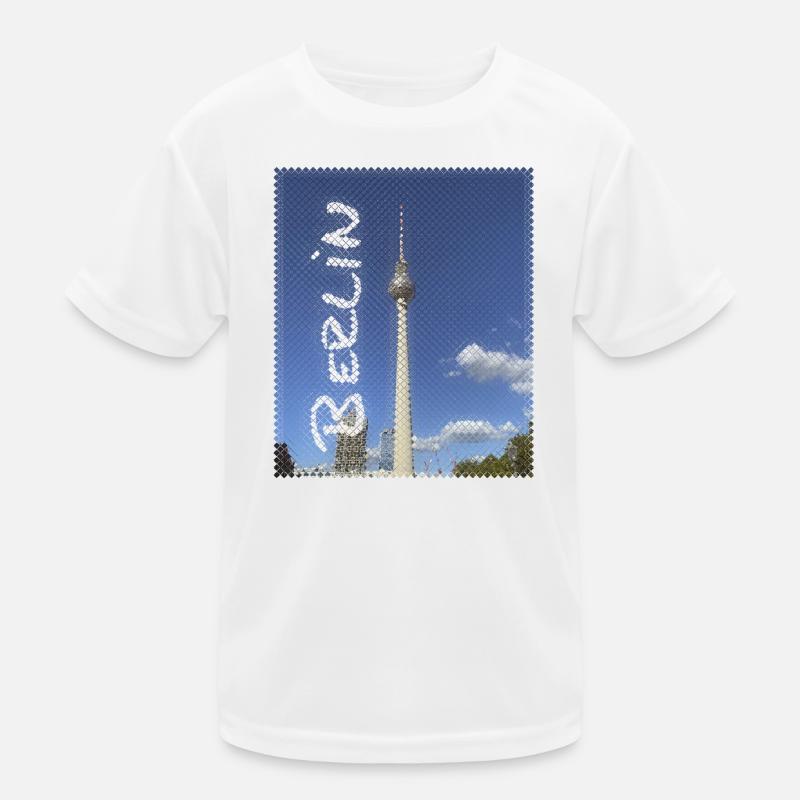 Berlin Fernsehturm Neon Design Kinder Funktions-T-Shirt