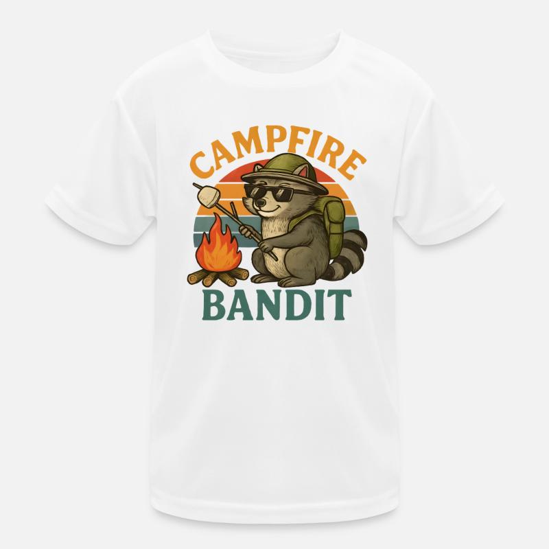  Campfire Bandit – Retro Waschbär mit Marshmallows Kinder Funktions-T-Shirt