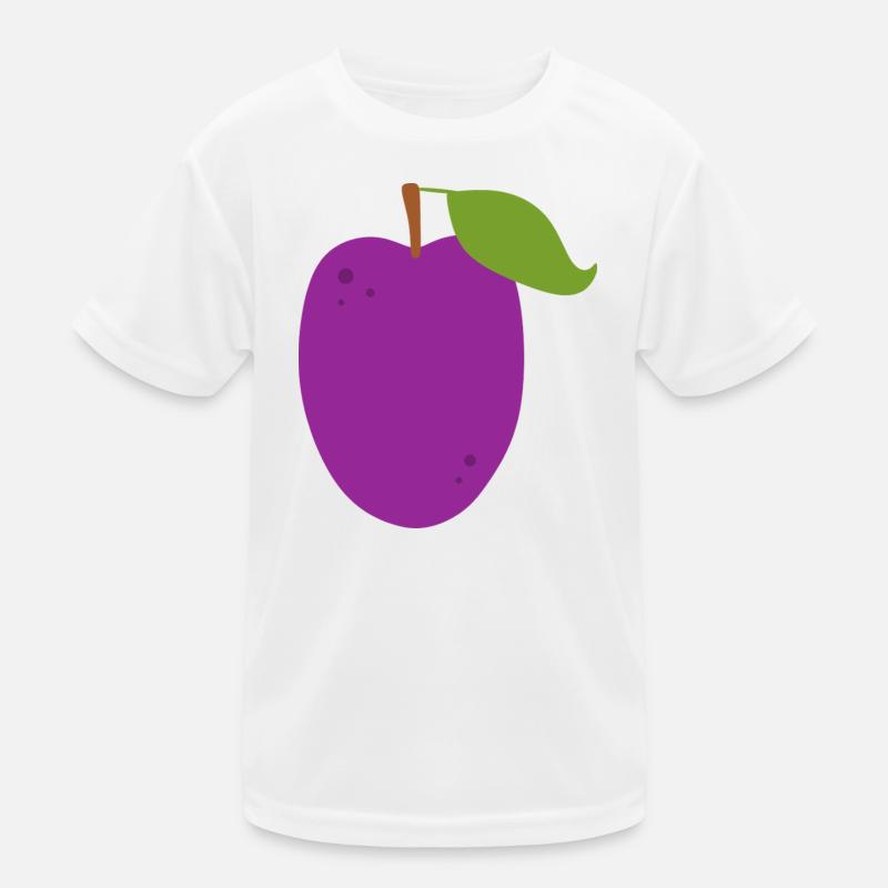Vibrant Plum Fruit Illustration Kids Functional T-Shirt