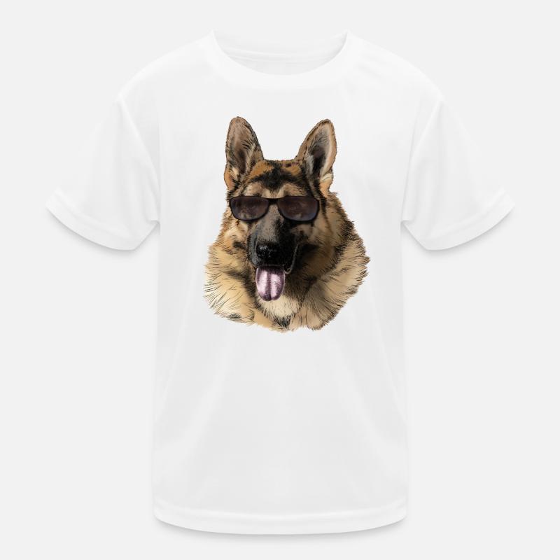 Cool German Shepherd with Sunglasses Kids Functional T-Shirt