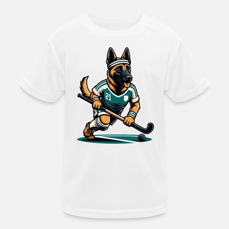 German Shepherd Field Hockey Player Number 21 Kids Functional T-Shirt